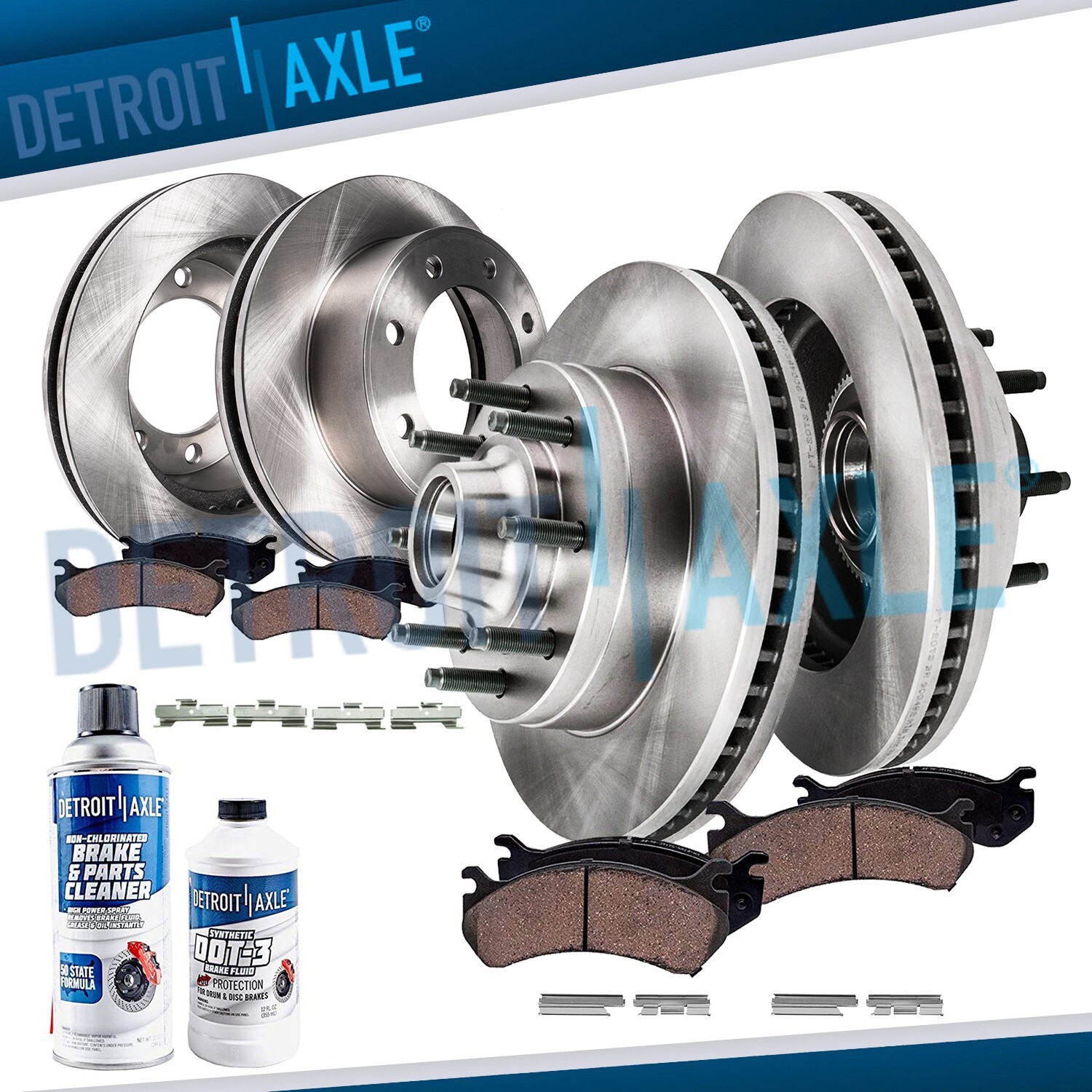 Front Rear Rotors Ceramic Brake Pads for Ford E-250 Econoline E-350 Super Duty