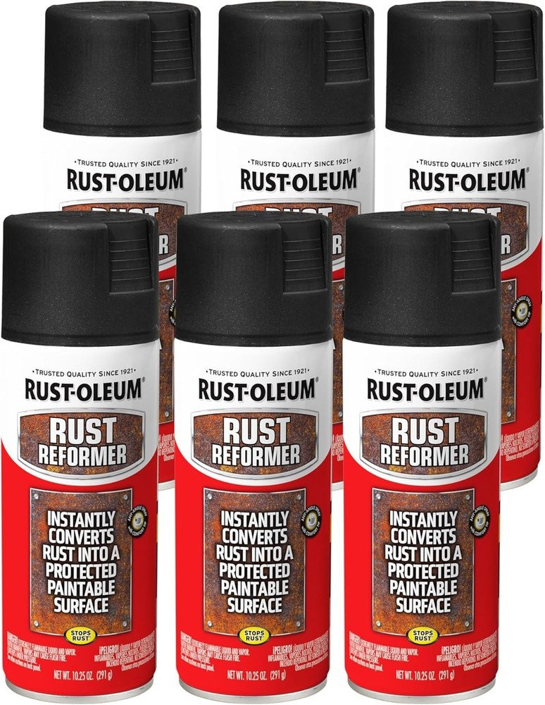 Rust Reformer Spray Paint 6 Pack 10.25oz Black Stops Rust Coating