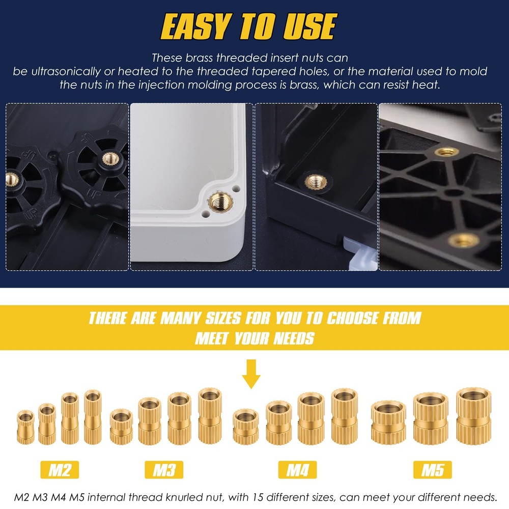 Bonost 500Pcs Threaded Inserts Kit M2 M3 M4 M5 - Female Thread 500, Clear