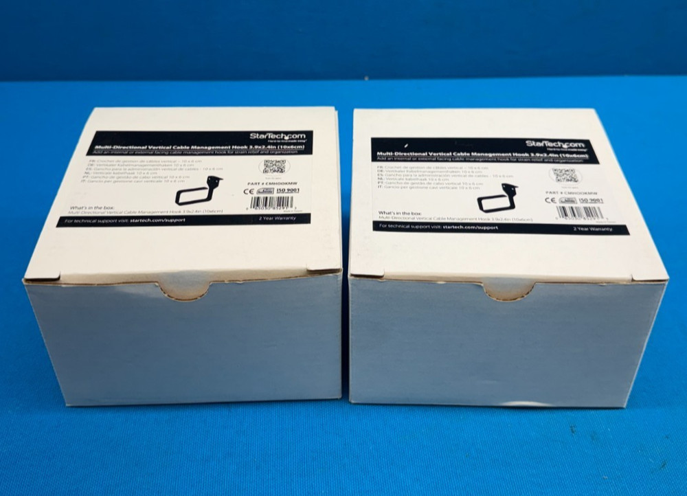 Set of 2 - StarTech CMHOOKMW Multi-Directional Vertical Cable Management Hook