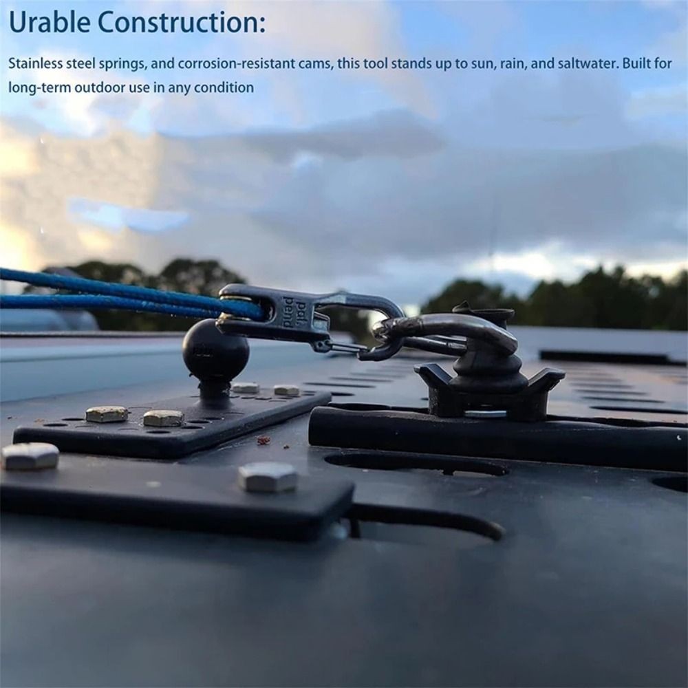 6 Hooks Rope with Roller Tensioner Lock Buckle Tie Down Rope Cargo Tightening