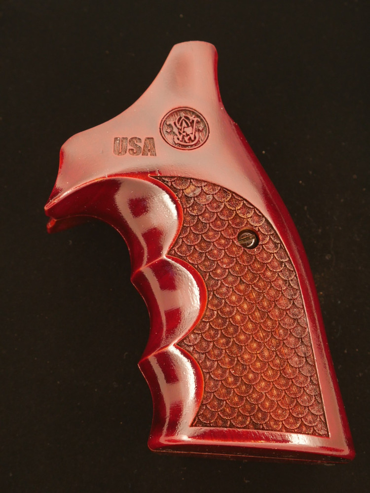 CUSTOM MADE S&W SMITH & WESSON K/L SQUARE BUTT FRAME GRIP *FISH-SCALE-MAROON*