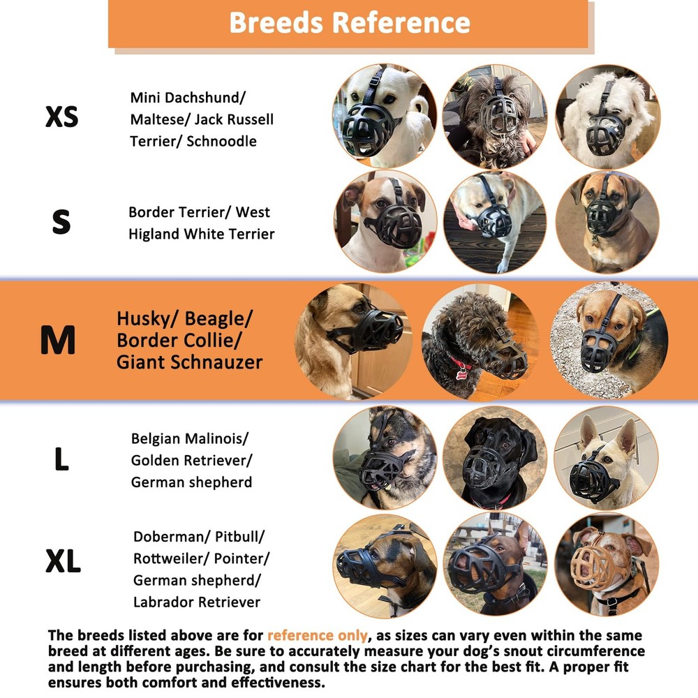 BARKLESS Dog Muzzle, Basket Muzzle for Biting, Chewing and Medium, Brown