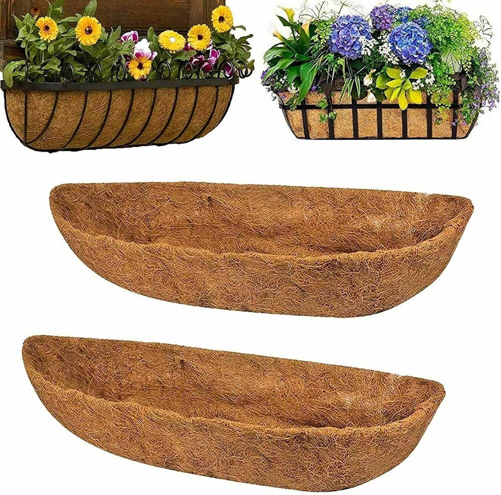 2Pcs 30 inch Trough Coco Fiber Window Deck Coco Replacement Liner for Window Box