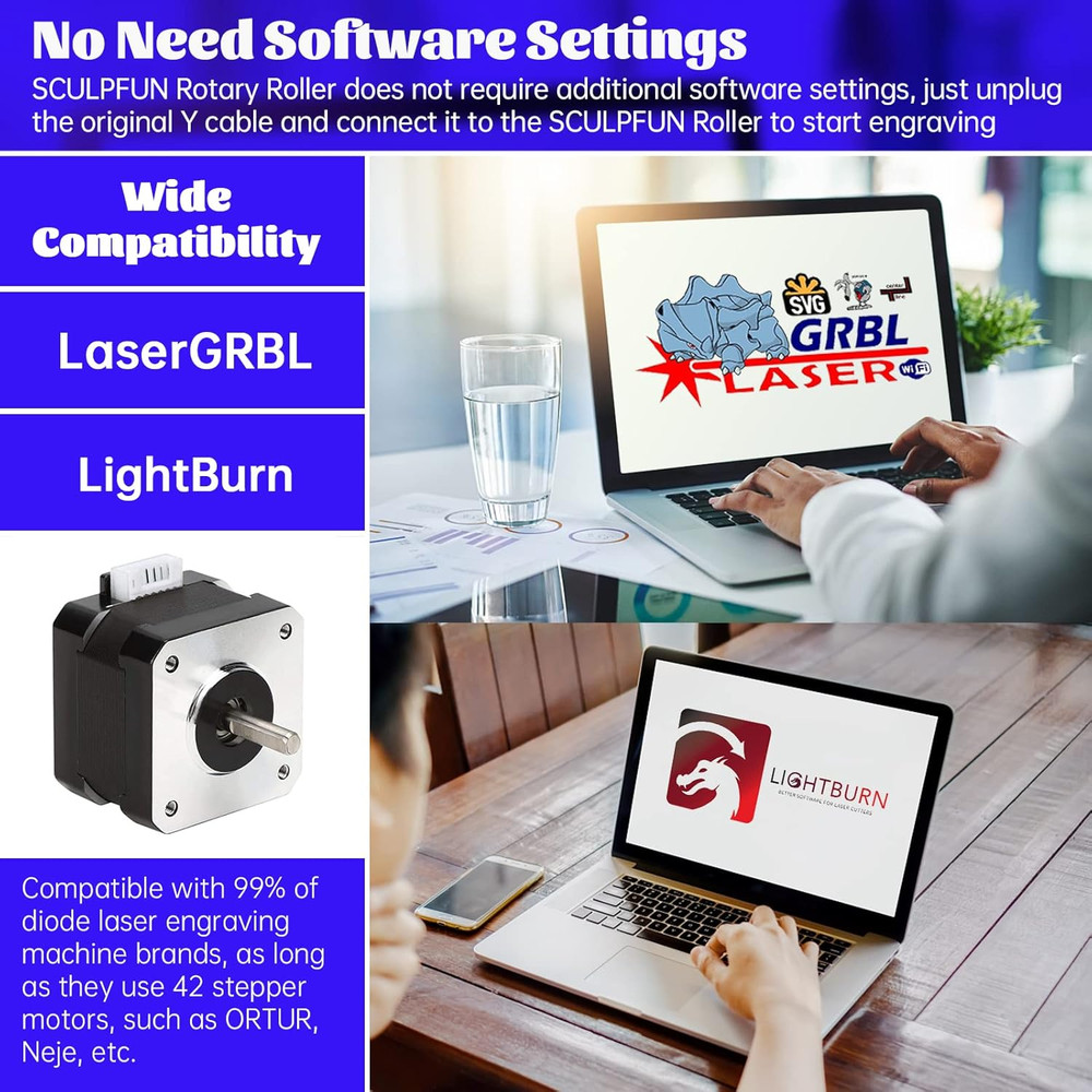 SCULPFUN Laser Rotary Roller, Laser Engraver Y-Axis Rotary Module for Engraving