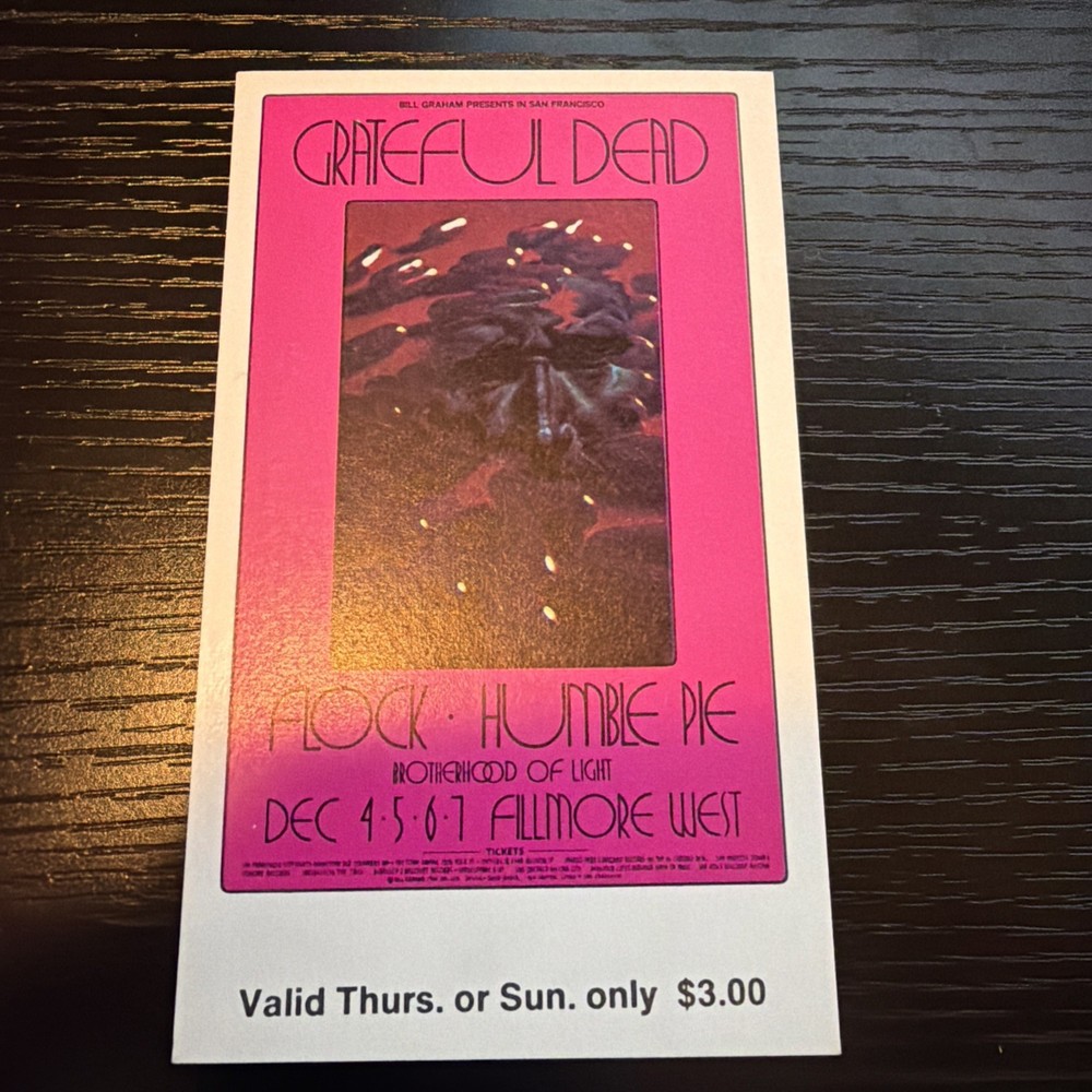 1969 GRATEFUL DEAD BG 205 BILL GRAHAM FILLMORE THURSDAY, SUNDAY  TICKET,