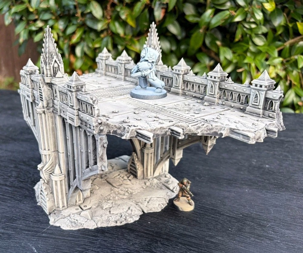 Large Bridge Ruins, Gothic 3D Printed Terrain for Tabletop Wargaming. unpainted