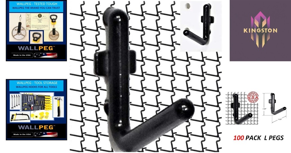 Versatile 100-Pack Pegboard Hooks – Secure Your Tools with Self-Locking Design