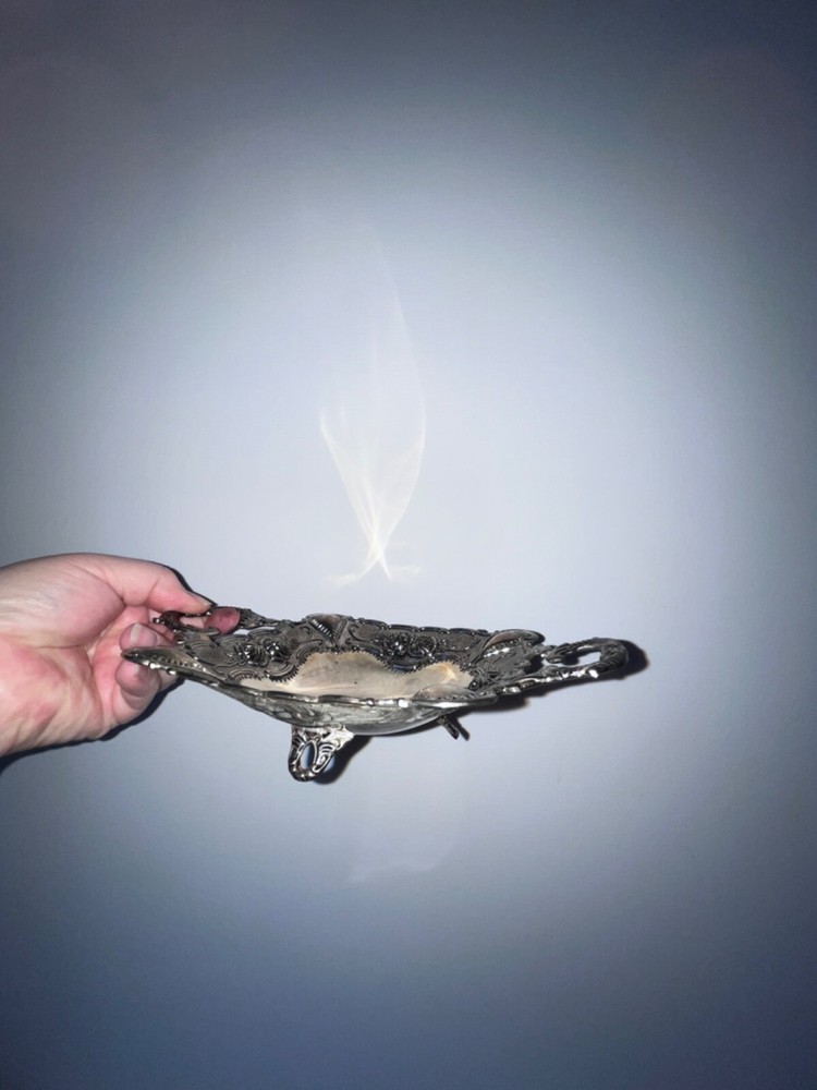 godinger silver art co footed square with handles bowl dish vintage….