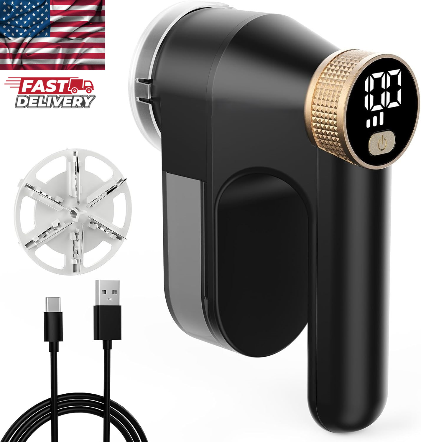 Fabric Shaver Lint Remover, Rechargeable Portable 6-Blade Sweater Defuzzer