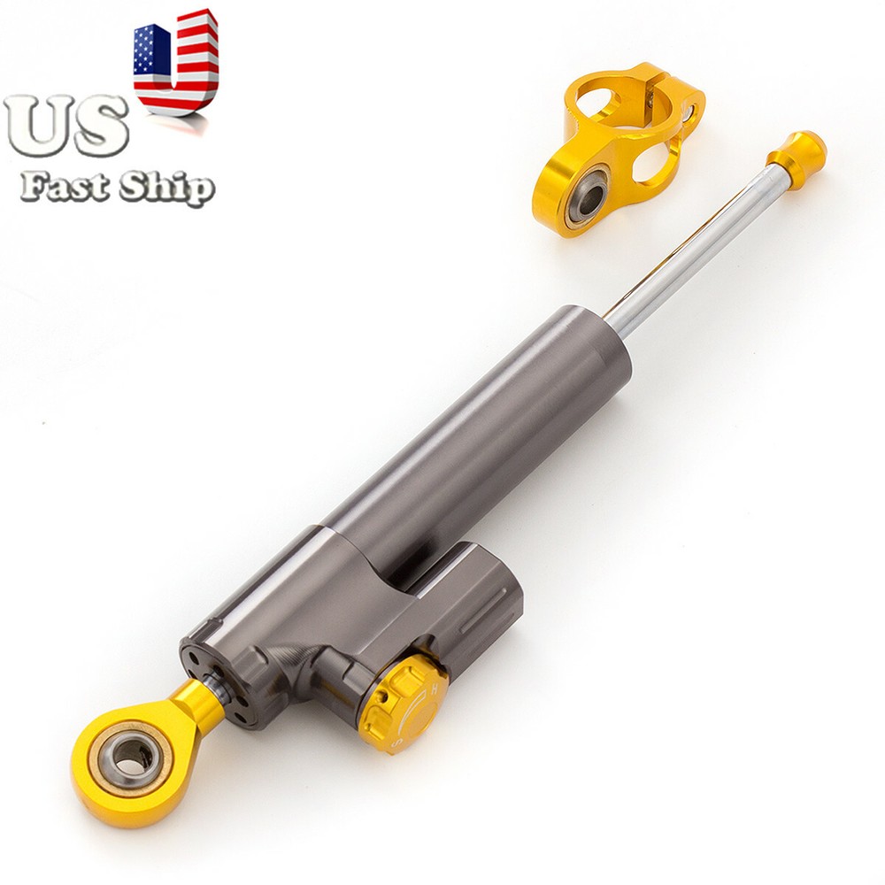 Steering Damper Universal Adjustable Motorcycle Steering Damper Stabilizer Gray