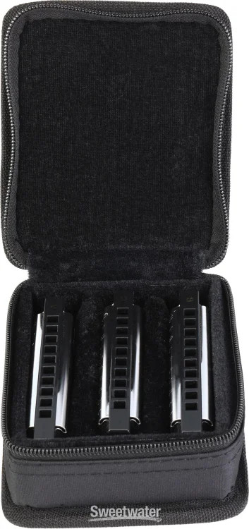 Fender Blues Deluxe Harmonica 3-pack with Case