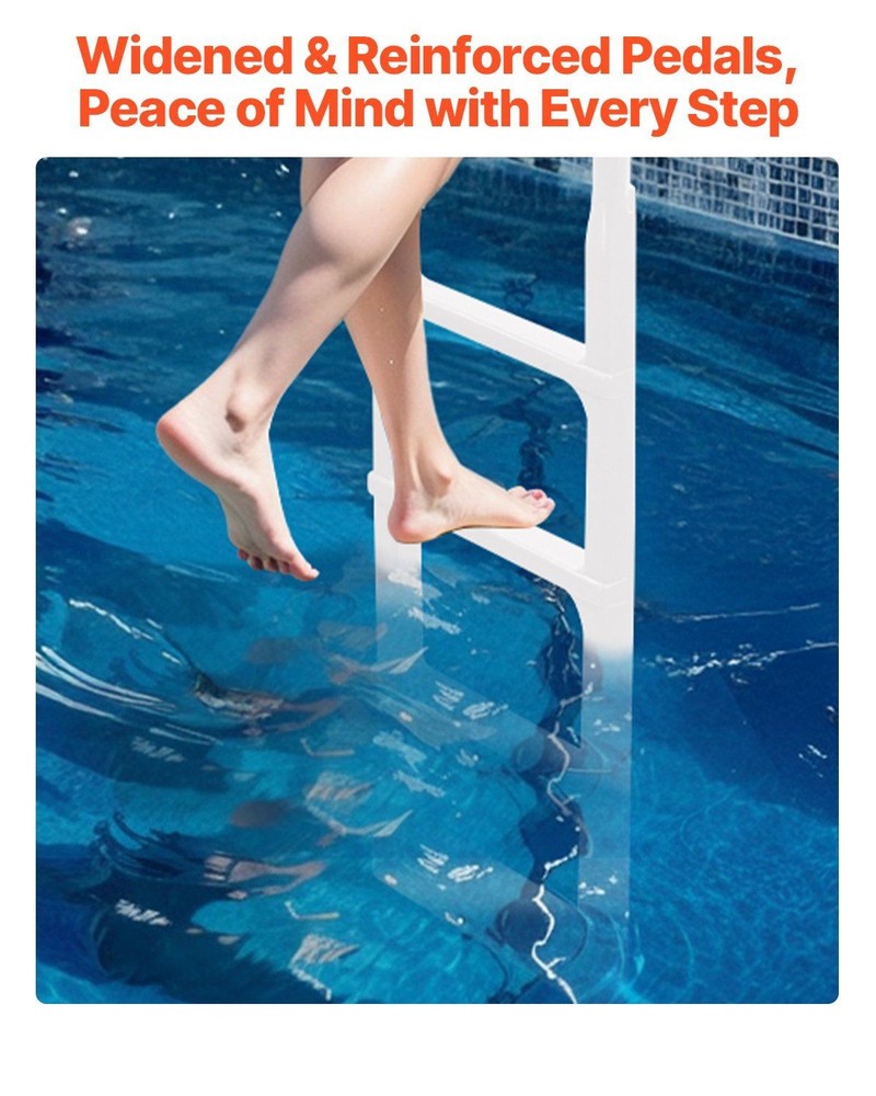 4-Step Durable Pool Ladder 300lb Load Capacity Double Handrails Weatherproof