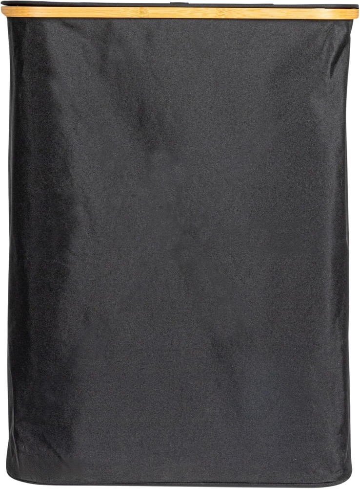 Sleek Laundry Hamper W/ Dual Mesh Liners & Lid Black