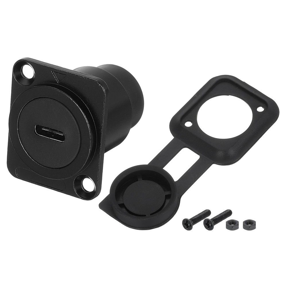 1Pcs Type C Panel Mount Coupler, D-Type USB C Pass Through 10Gbps Black