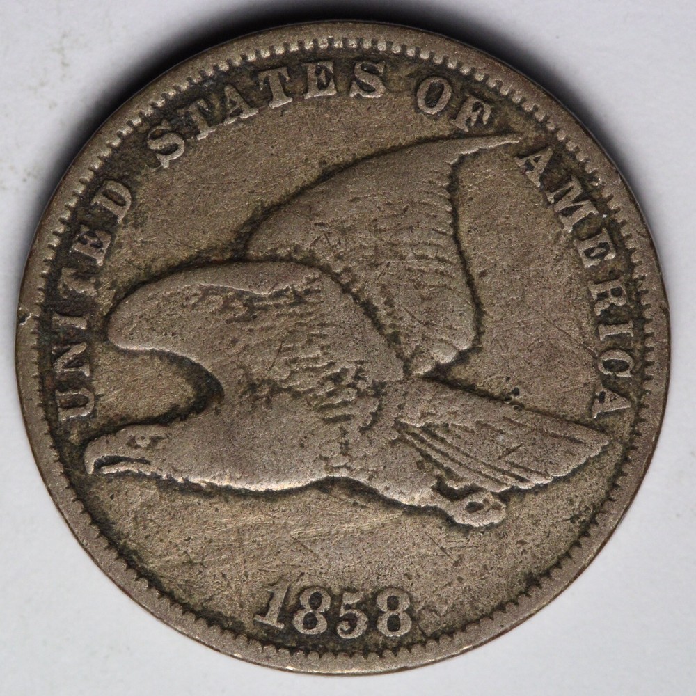 1858 SL Flying Eagle Cent Penny VF+ E118 KNB