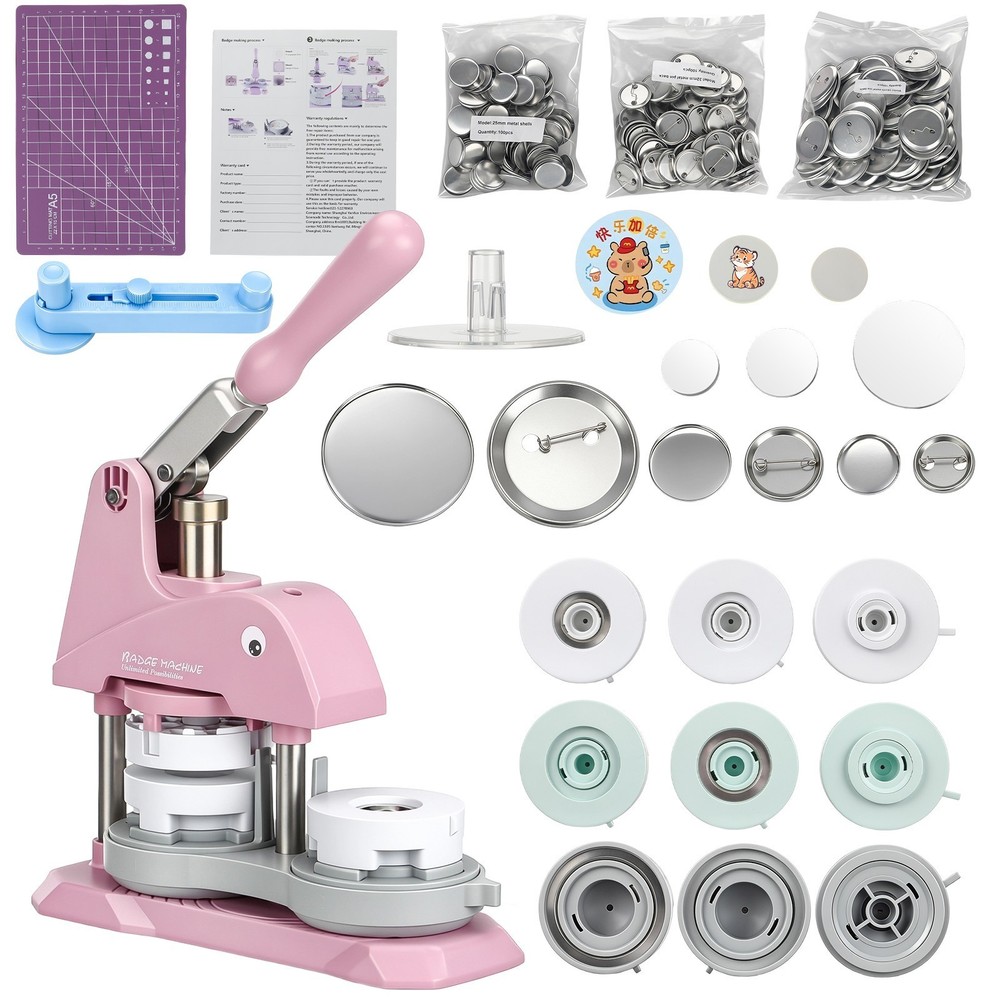 Button Maker Machine 3 Sizes DIY Pin Making Machine 1+1.25+2.25 inch 300 Button
