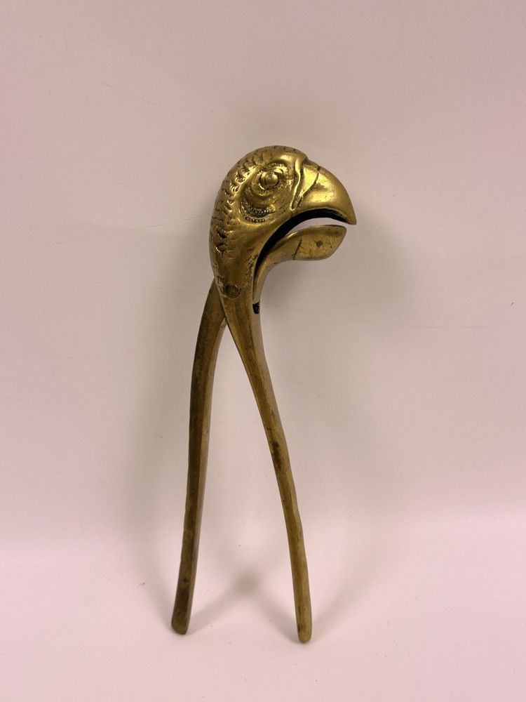Vintage Solid Cast Brass Bird Parrot Head Beak Nut Cracker