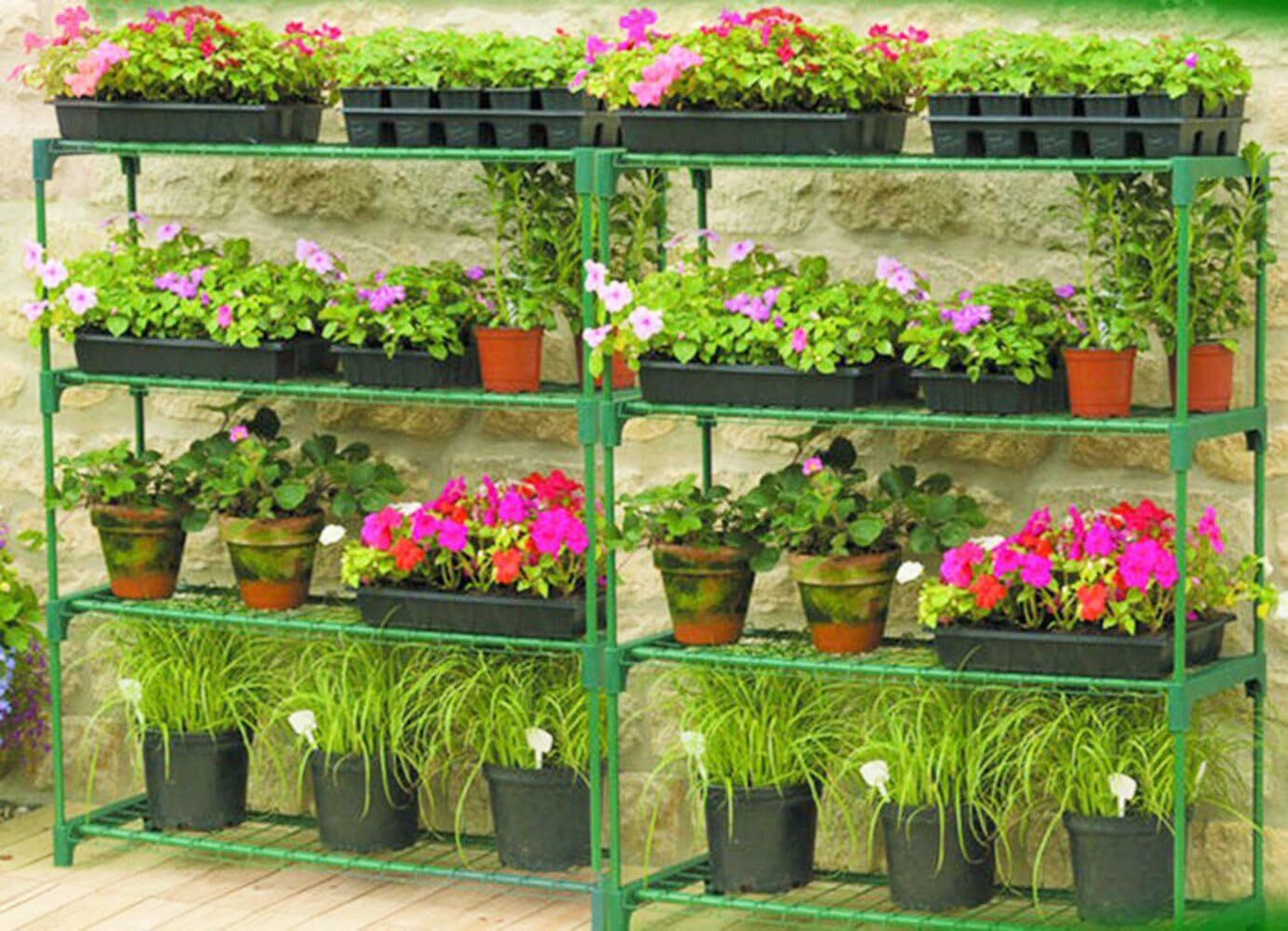 4 Tier Garden Greenhouse Steel Staging Shelving Plant Stand Garden Shelving
