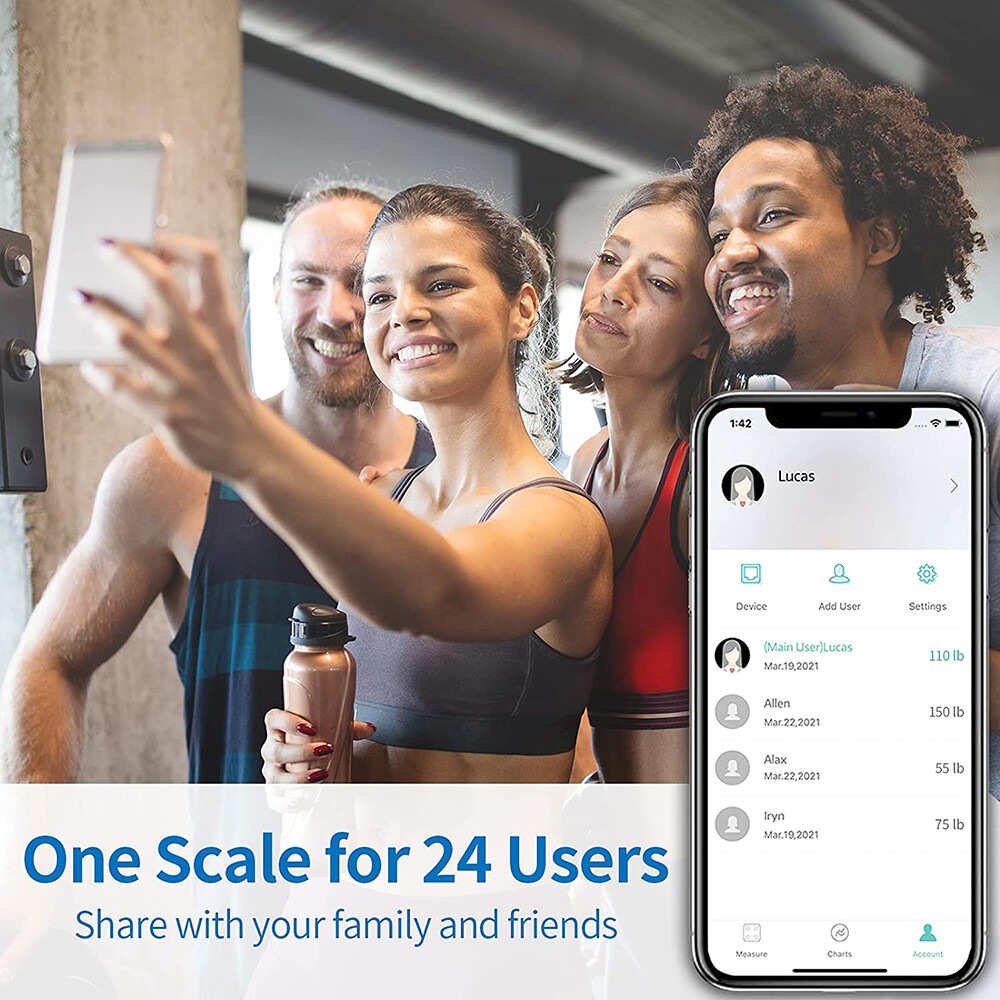 Digital Bathroom Scale for Body Weight Fat Heart Index & Heart Rate Measurement