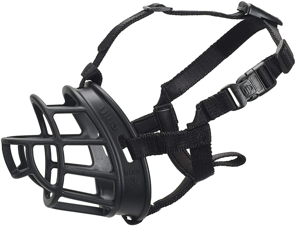 Baskerville Ultra Dog No Bite Muzzle Comfortable Soft Plastic Mesh Basket Black