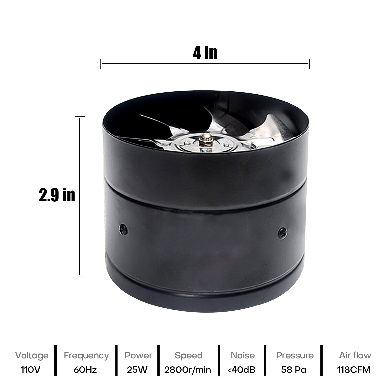 6" 8" 10"Inline Duct Fan Blower Booster Exhaust Fan HVAC Air Cooling Ventilation