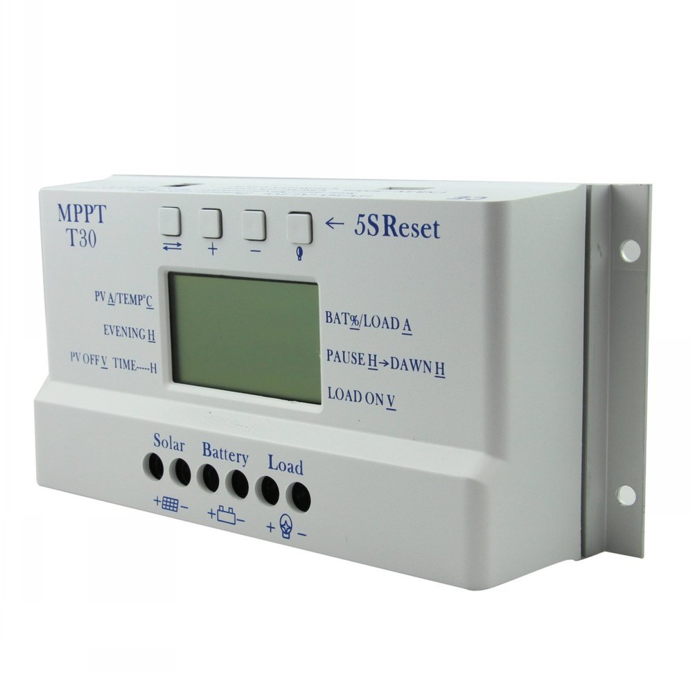 20A 30A 40A MPPT Solar Charge Controller 12V/24V Auto 3 Timer LCD Display USB U2