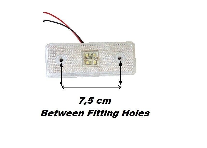 8 X Marker White Front Led Light Trailer Panel Van Reflector Caravan 12v E mark