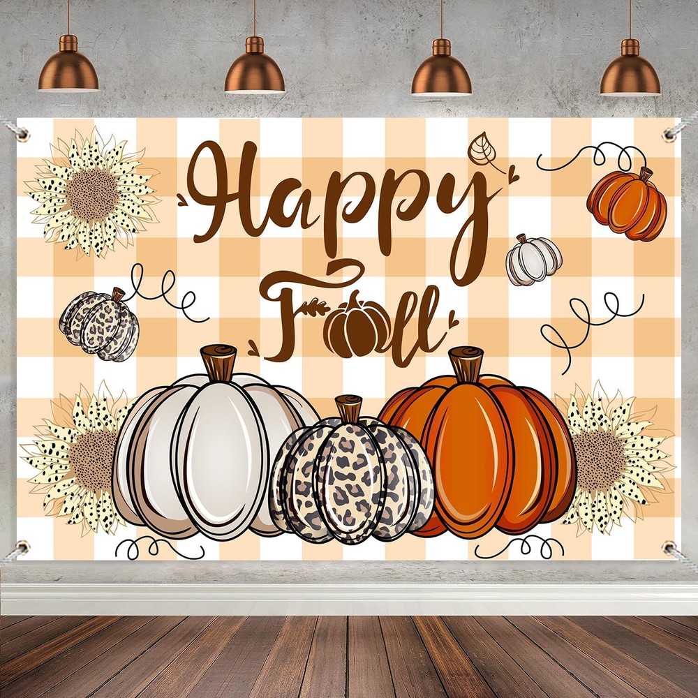 Happy Fall Backdrop Extra Large Thanksgiving Fall Party Decorations Fall Harv...