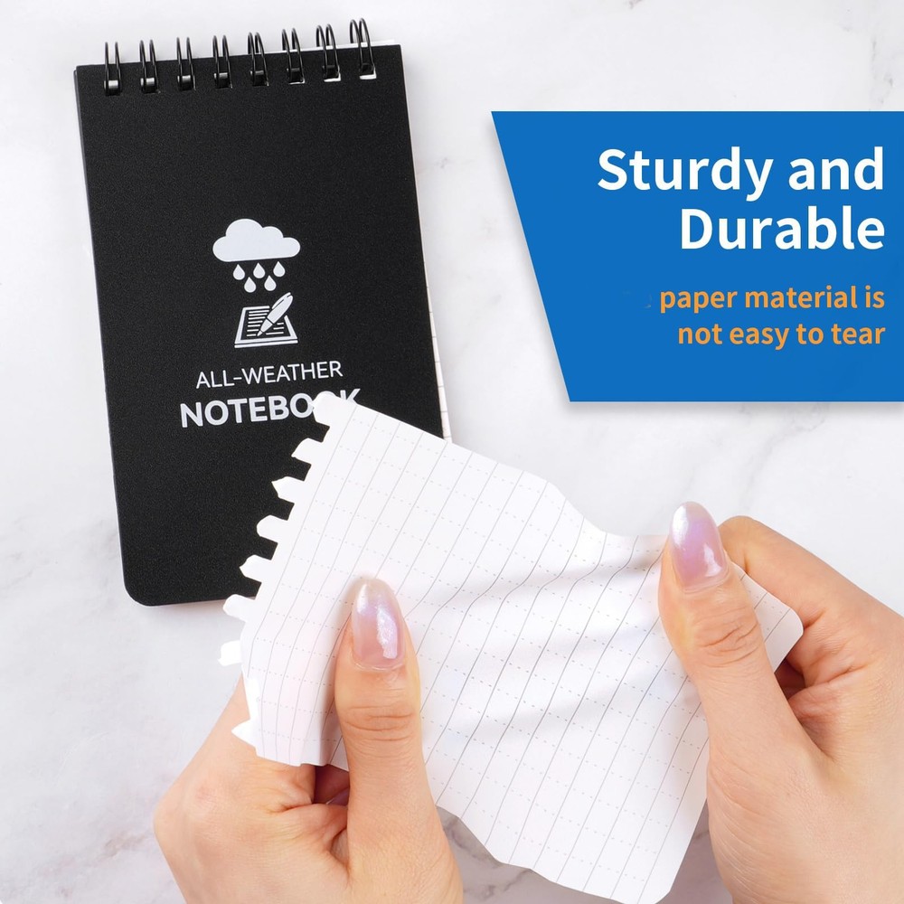 COIDEA 3 Pack Waterproof Notebook, 3 x 5 Pocket 3 x 5", 3 Pack, Black