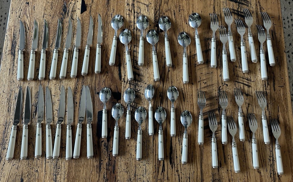 RARE Pfaltzgraff Naturewood 46 pc Dinner Flatware Set Read Description EUC