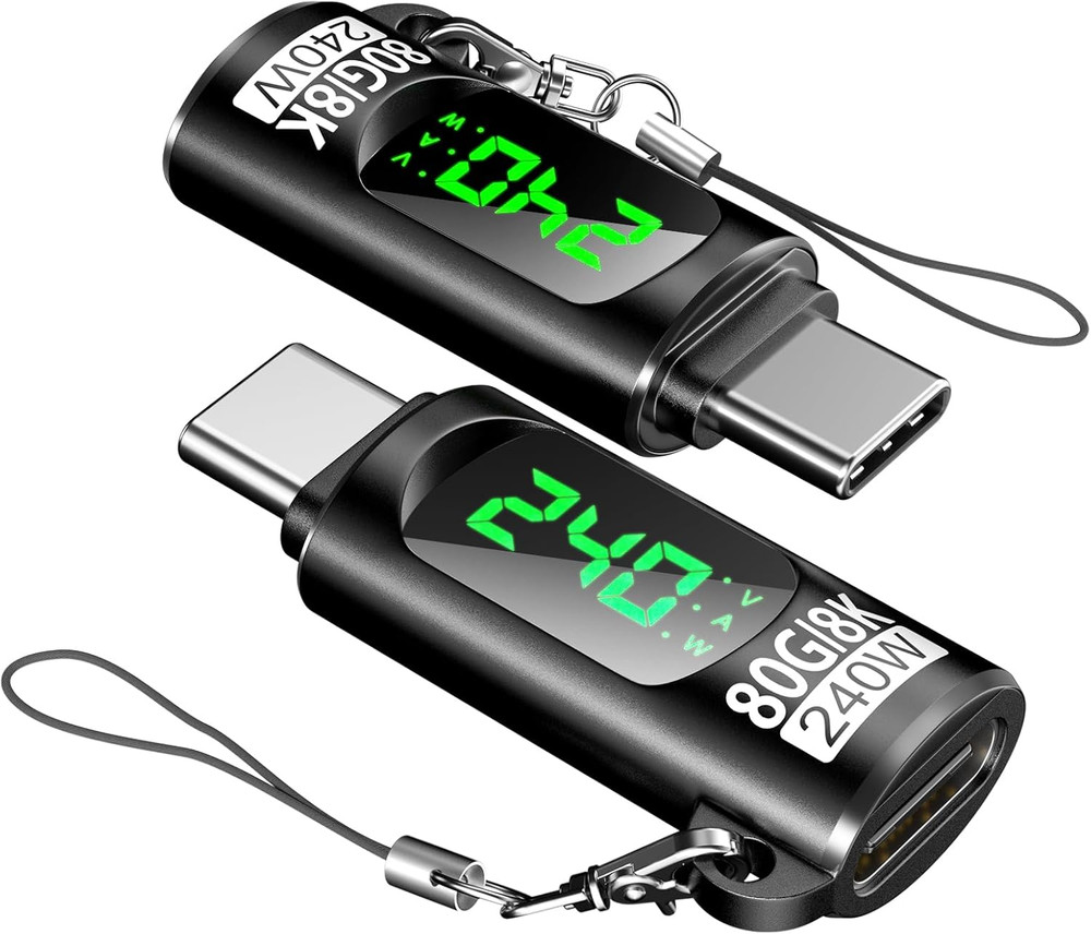 2 Pack 240W USB C Adapter with Digital Display,Voltage Current Power Meter Teste