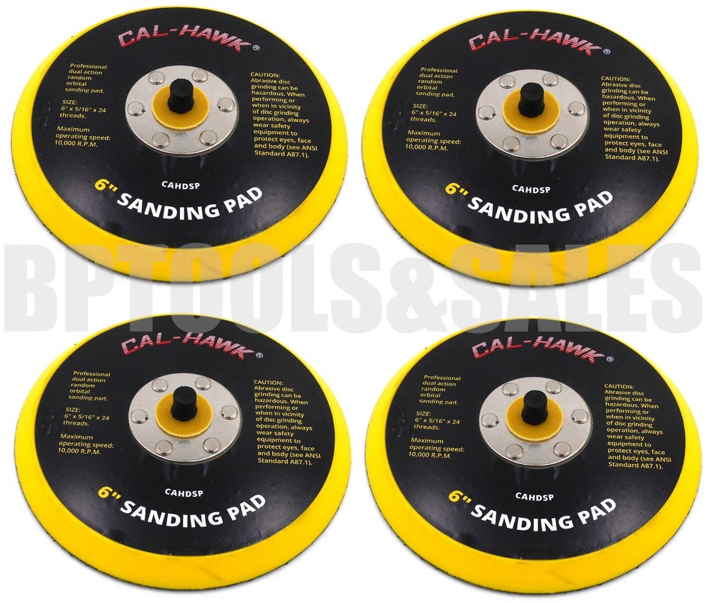 (4) 6" DA Sanding HOOK and LOOP Backup Sanding Pads