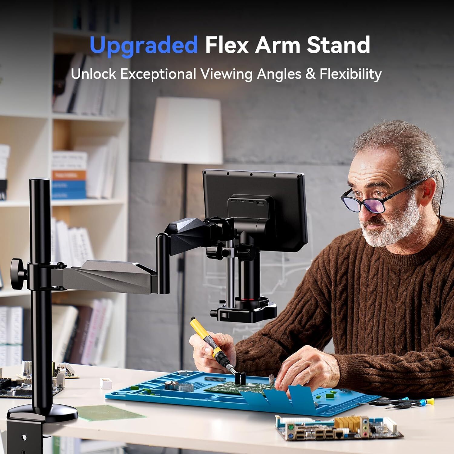 TOMLOV 8" TM4K-AF Autofocus Digital Microscope Flex Arm 4K Soldering Microsope