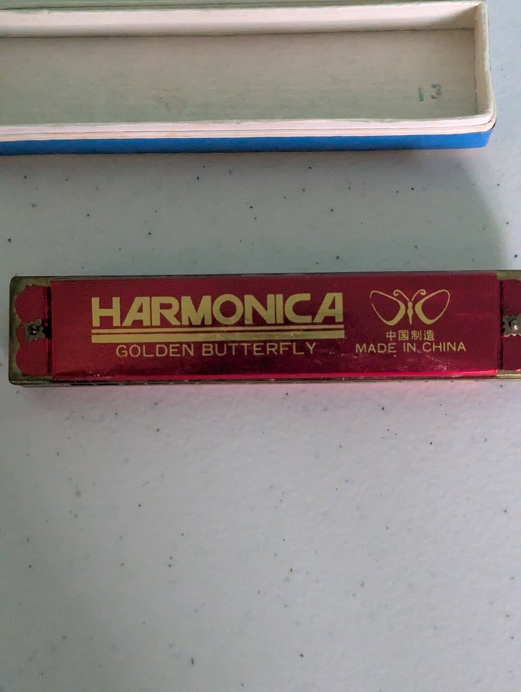 Harmonica with Box Golden Butterfly