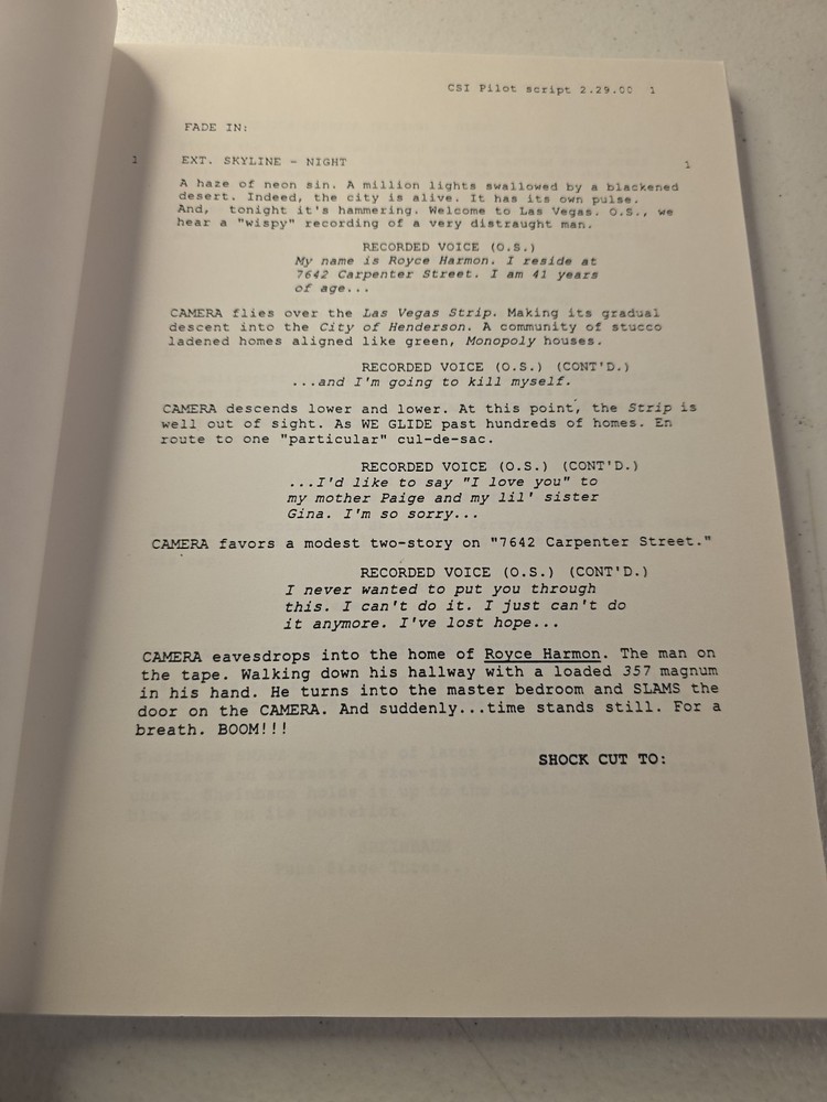 CSI Pilot Script "Smart & Daring" 2/29/00 3rd Draft