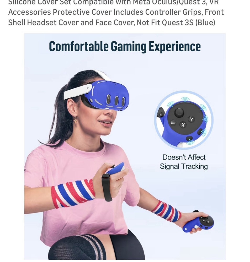 Silicone Cover Set for Meta Quest 3 VR Headset Controller Grip Protective Kit