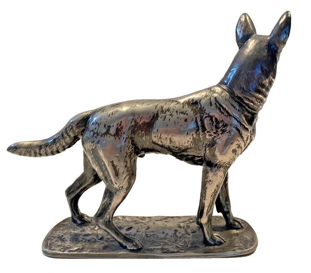Antique German Shepherd Dog Figure Signed Diller