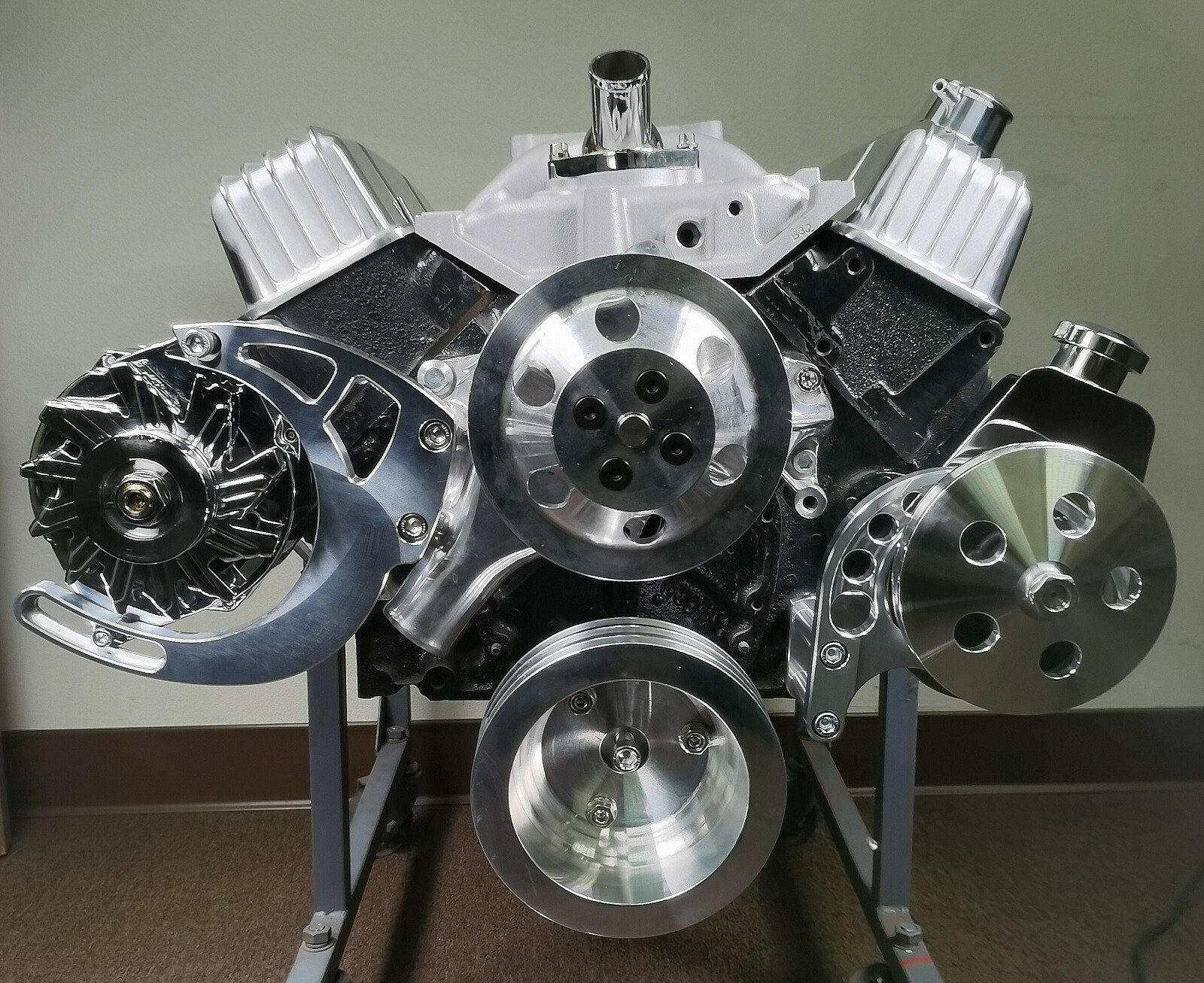 SBC Small Block Chevy Power Steering Bracket Long Water Pump Saginaw EWP 327 350