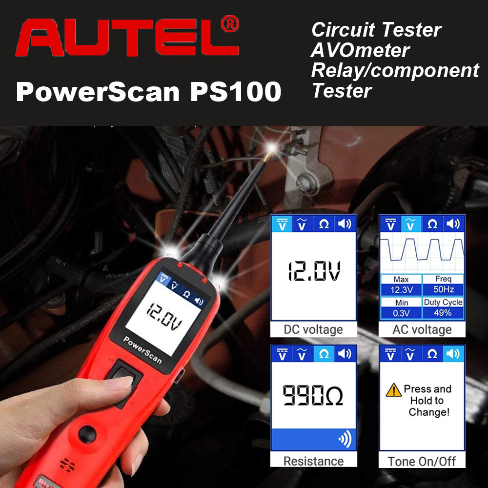 Autel PowerScan PS100 Electrical Probe 12V/24V AVOmeter Battery Circuit Tester