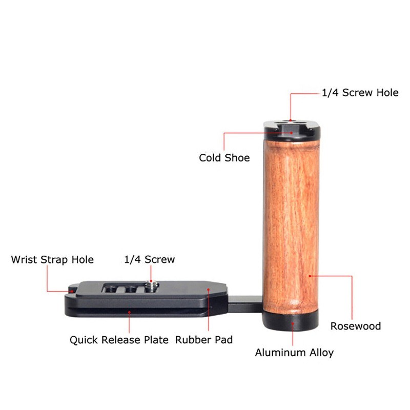 Side Wood Handle Left L-Plate Quick Release Plate Universal Camera Accessory USA