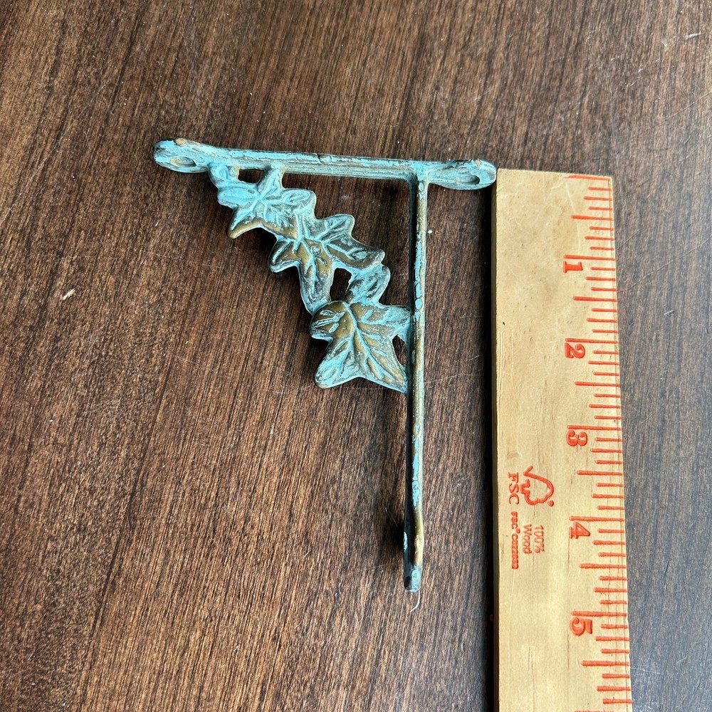 Vintage decorative corner bracket vine design brass