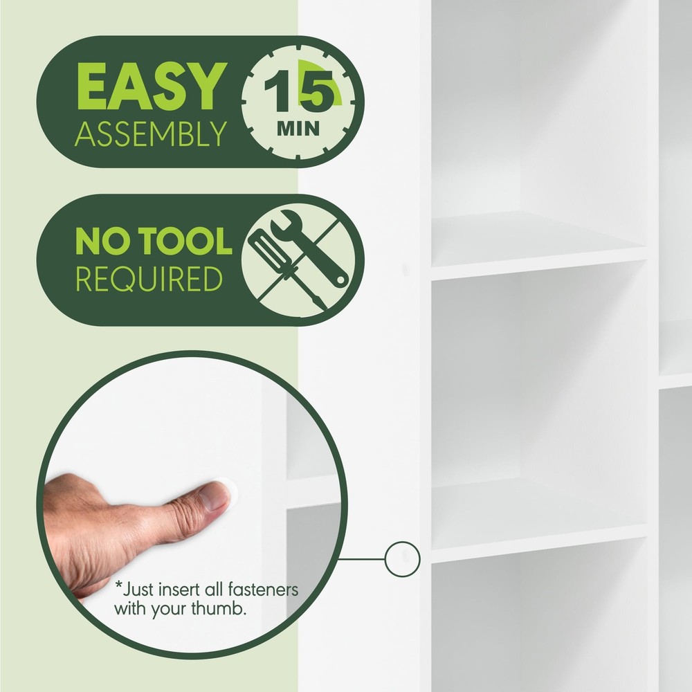 5-Cube No Tool Assembly Open Shelf White W/ Small Space & Easy Setup