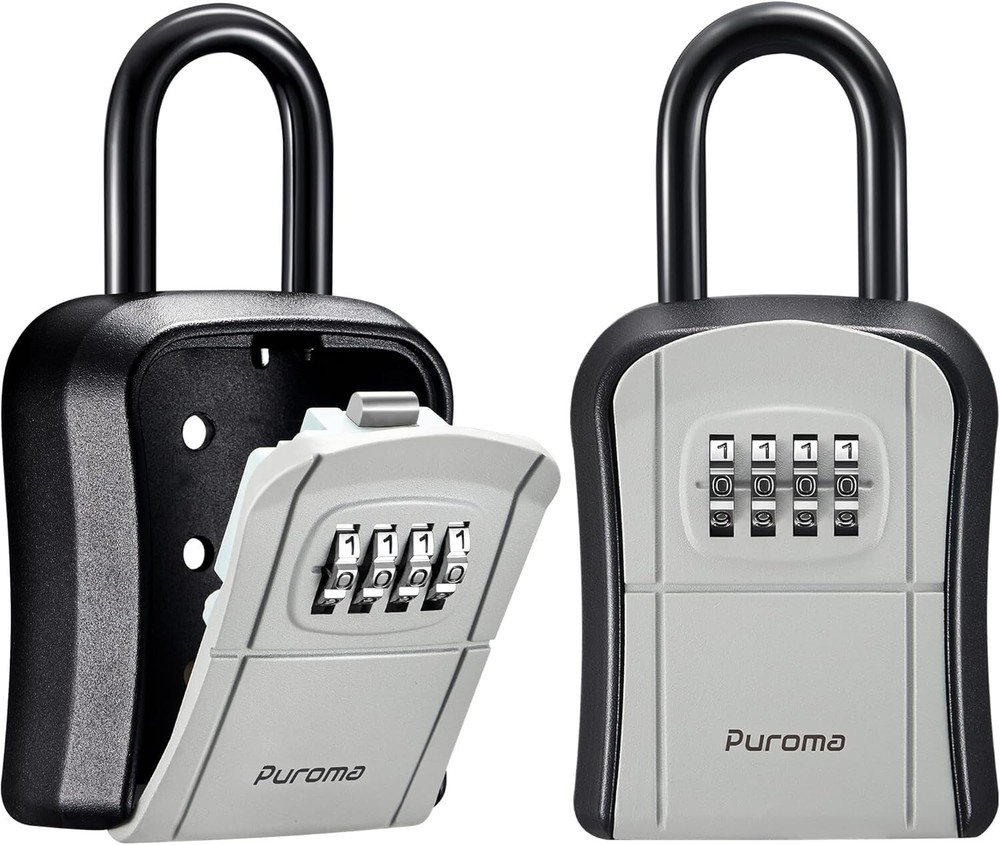 Key Lock Box Portable Combination Lockbox Wall-Mounted Storage Box (2 Pack Gray)