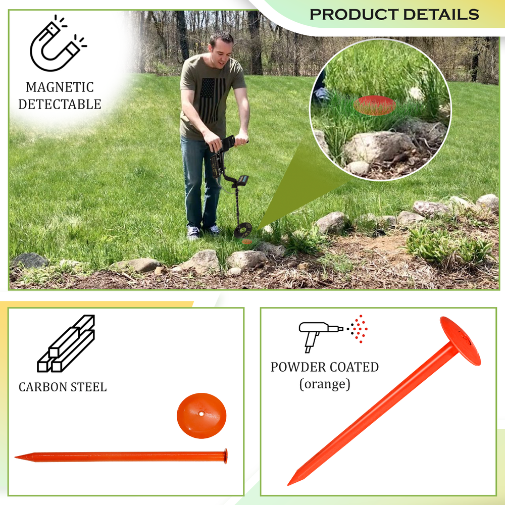 FEBTECH-Septic Tank Marker for Property line Markers-2.3"x7" Pack of 6+1 Hammer