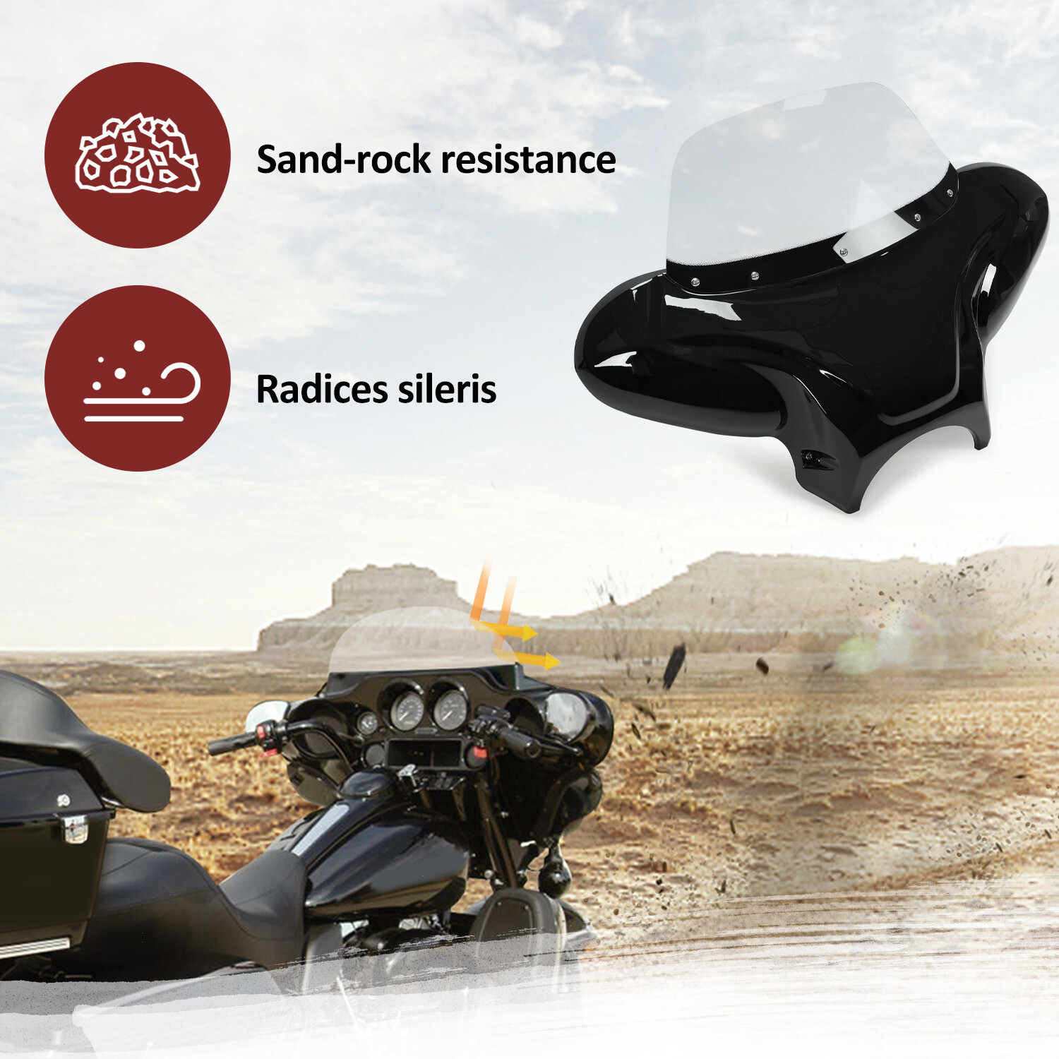 Universal Motorcycle Fairing Batwing Windshield w/Bracket For Harley Yamaha