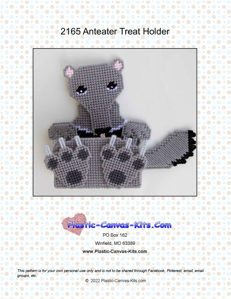 Anteater Treat Holder- Plastic Canvas Pattern or Kit
