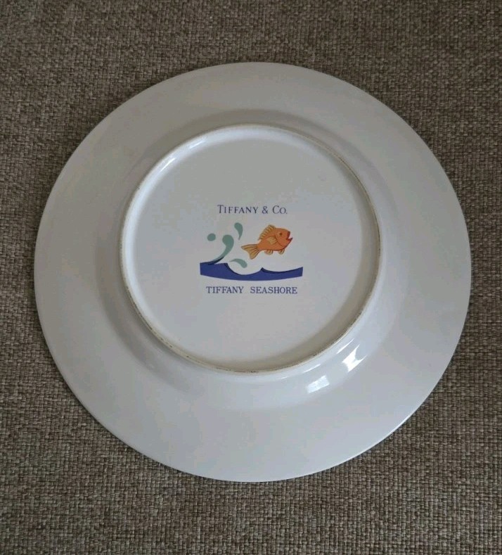 TIFFANY & CO Child's 3 Piece Porcelain Ceramic Dish Set-Seashore-Retired-EUC