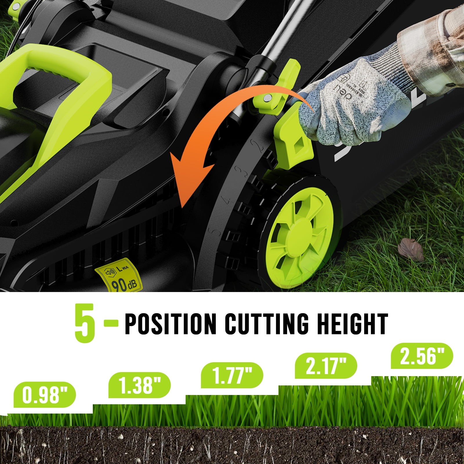Steelite 13in Electric Cordless Lawn Mower with Brushless Motor & 4.0Ah Battery