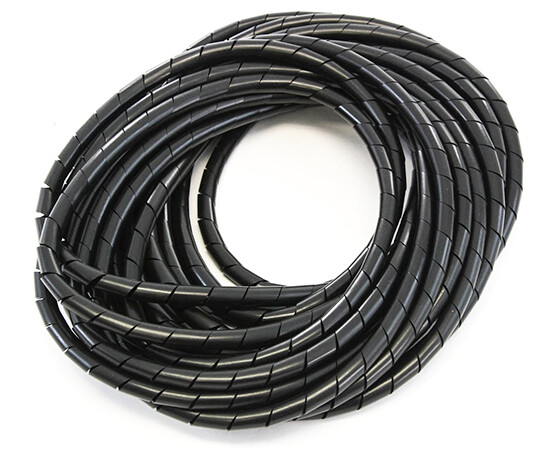 SPIRAL LOOM WIRE WRAP BLACK POLYETHYLENE (1/4, 3/8, 1/2, 5/8, 3/4, 1" DIA)